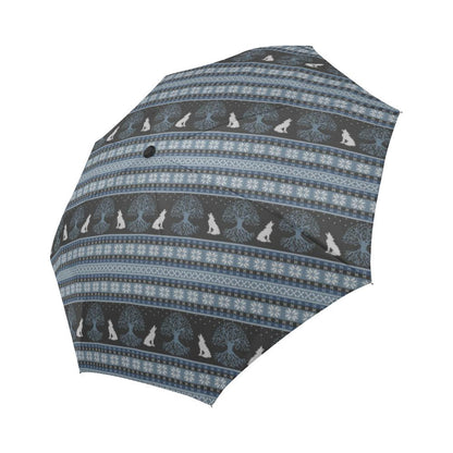 Wolf Tree of Life Knit Design Print Automatic Foldable Umbrella