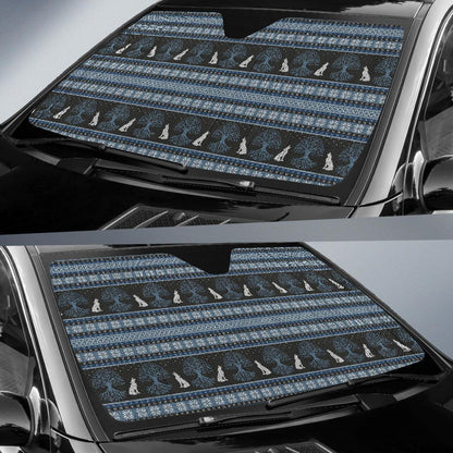 Wolf Tree of Life Knit Design Print Car Sun Shade For Windshield