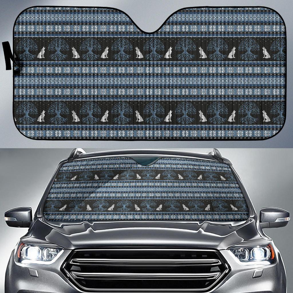 Wolf Tree of Life Knit Design Print Car Sun Shade For Windshield