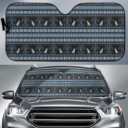 Wolf Tree of Life Knit Design Print Car Sun Shade For Windshield