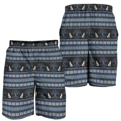 Wolf Tree of Life Knit Design Print Mens Shorts-JTAMIGO.COM