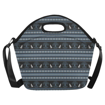 Wolf Tree of Life Knit Design Print Neoprene Lunch Bag (Model 1669)(Large)-JTAMIGO.COM