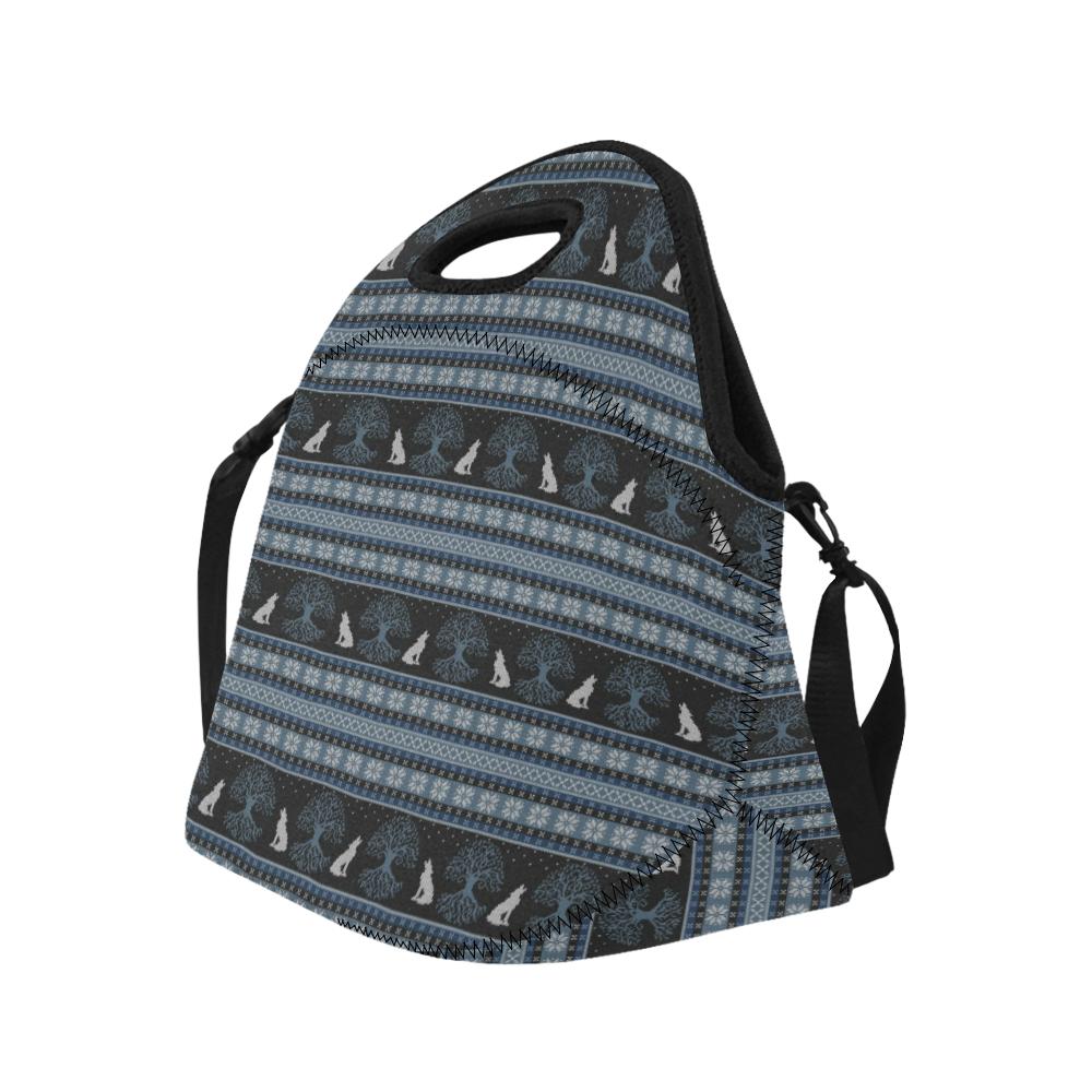Wolf Tree of Life Knit Design Print Neoprene Lunch Bag (Model 1669)(Large)-JTAMIGO.COM