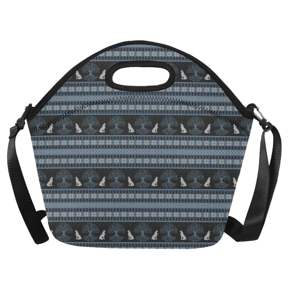 Wolf Tree of Life Knit Design Print Neoprene Lunch Bag (Model 1669)(Large)-JTAMIGO.COM