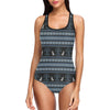 Wolf Tree of Life Knit Design Print One Piece Swimsuit-JTAMIGO.COM