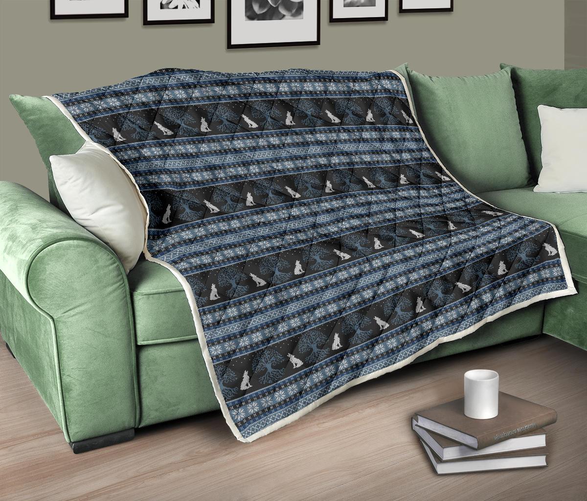 Wolf Tree of Life Knit Design Print Premium Quilt-JTAMIGO.COM