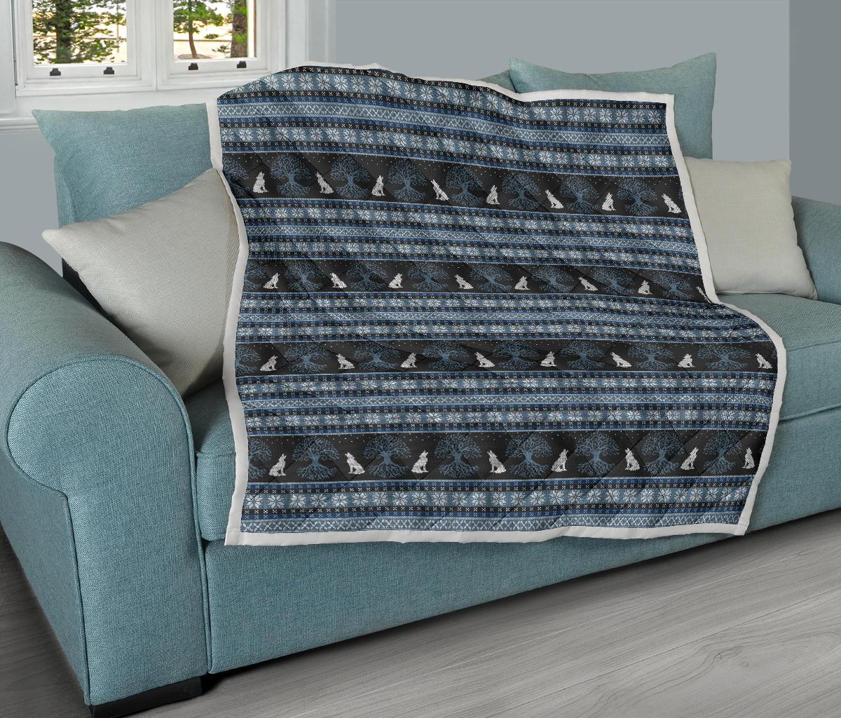 Wolf Tree of Life Knit Design Print Premium Quilt-JTAMIGO.COM