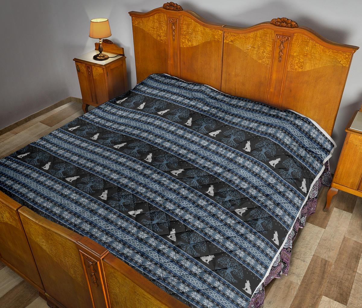 Wolf Tree of Life Knit Design Print Premium Quilt-JTAMIGO.COM