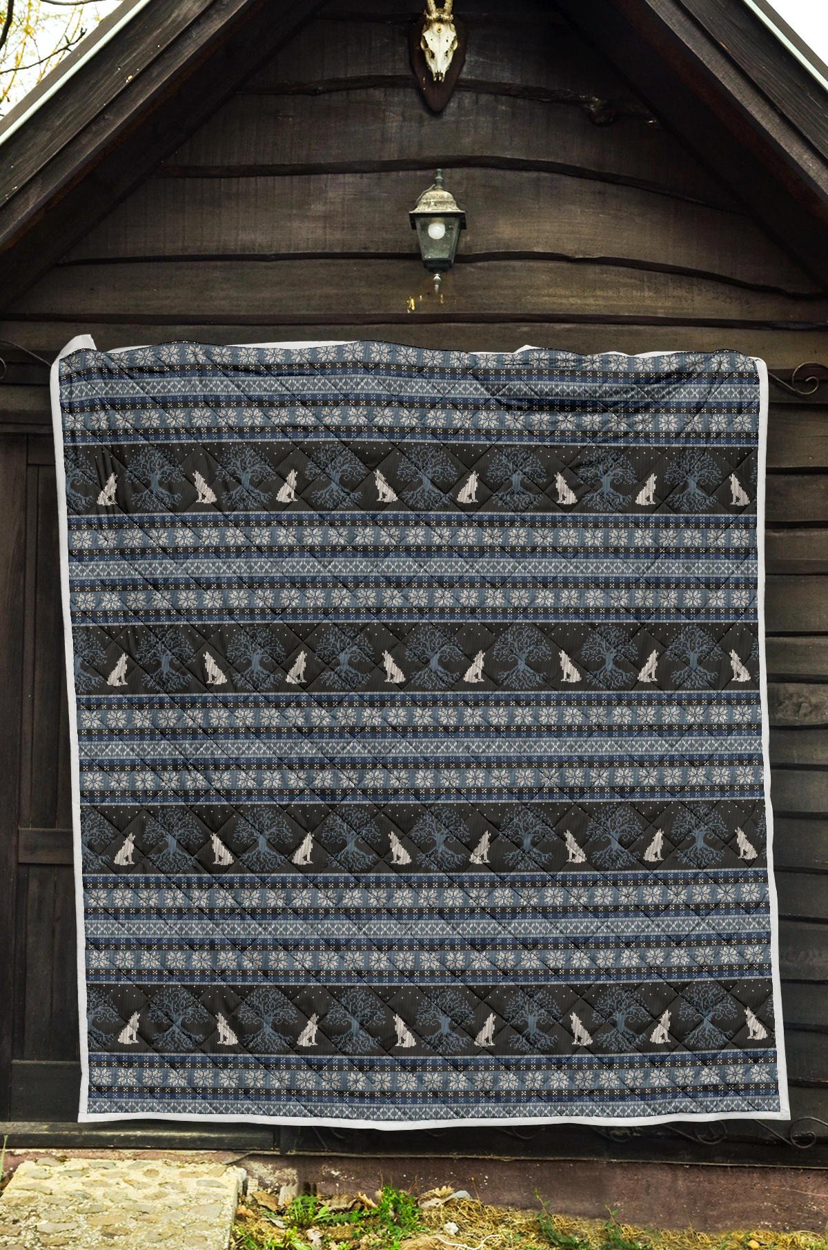 Wolf Tree of Life Knit Design Print Premium Quilt-JTAMIGO.COM