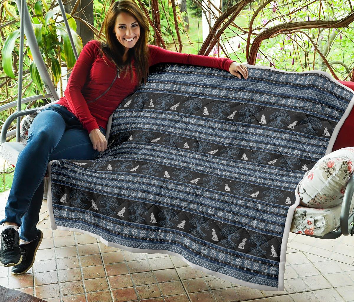Wolf Tree of Life Knit Design Print Premium Quilt-JTAMIGO.COM