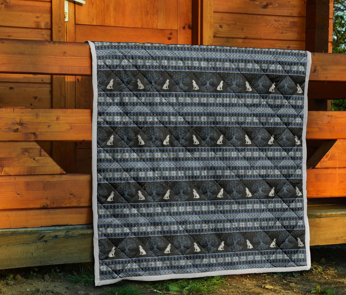 Wolf Tree of Life Knit Design Print Premium Quilt-JTAMIGO.COM