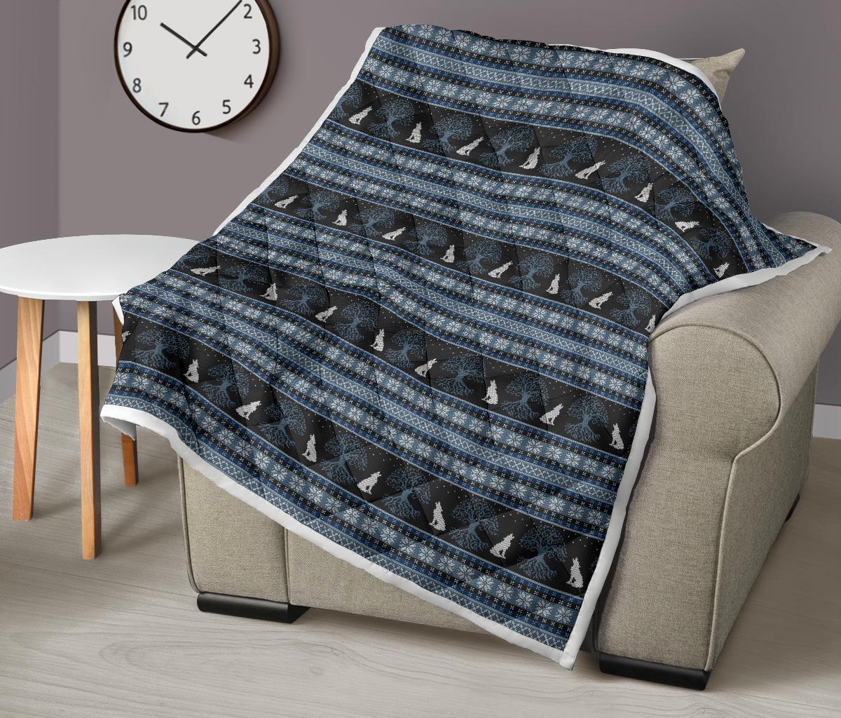 Wolf Tree of Life Knit Design Print Premium Quilt-JTAMIGO.COM