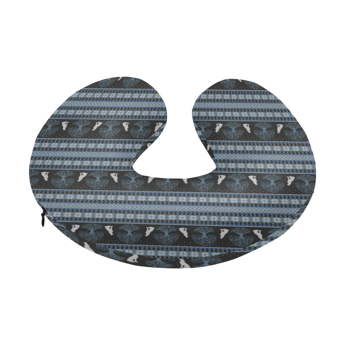 Wolf Tree of Life Knit Design Print U-Shaped Travel Neck Pillow-JTAMIGO.COM