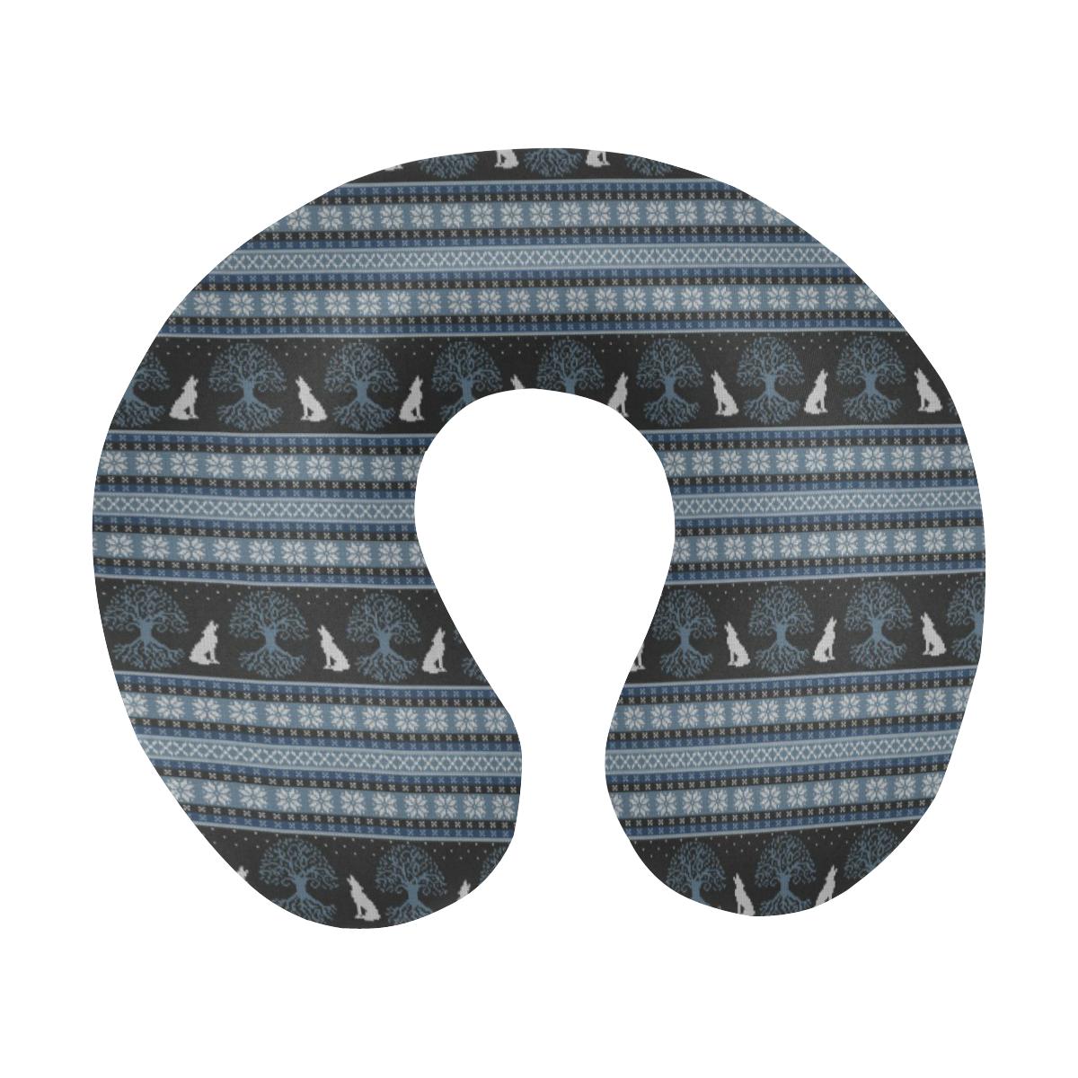 Wolf Tree of Life Knit Design Print U-Shaped Travel Neck Pillow-JTAMIGO.COM