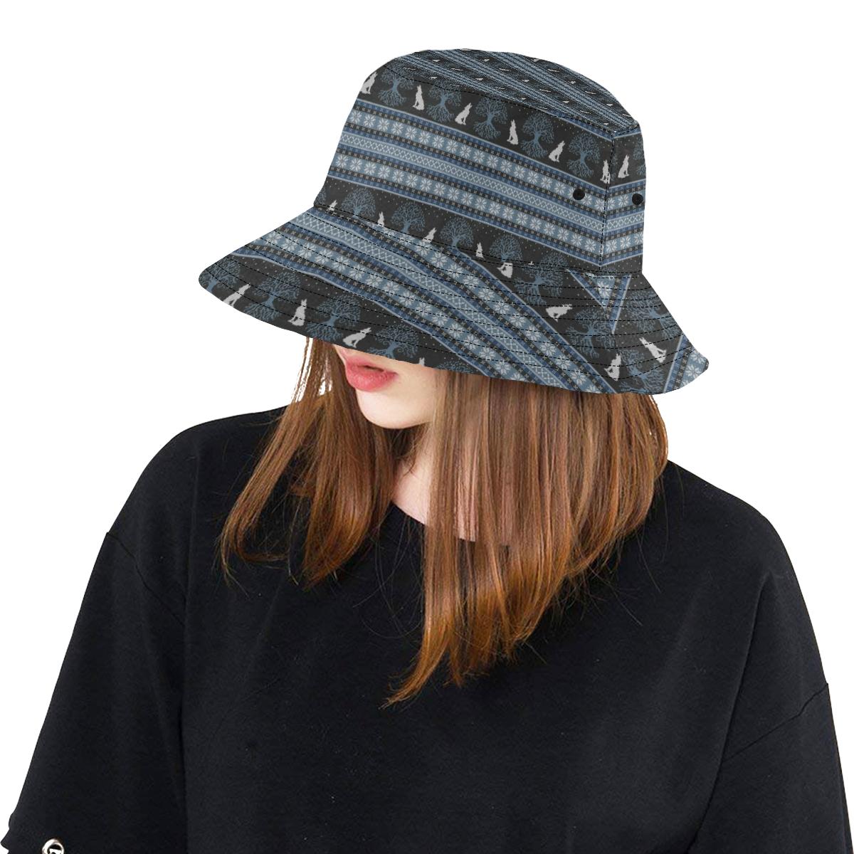 Wolf Tree of Life Knit Design Print Unisex Bucket Hat