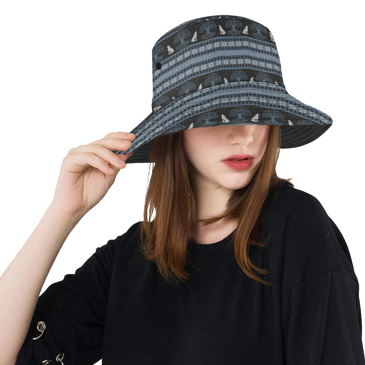 Wolf Tree of Life Knit Design Print Unisex Bucket Hat