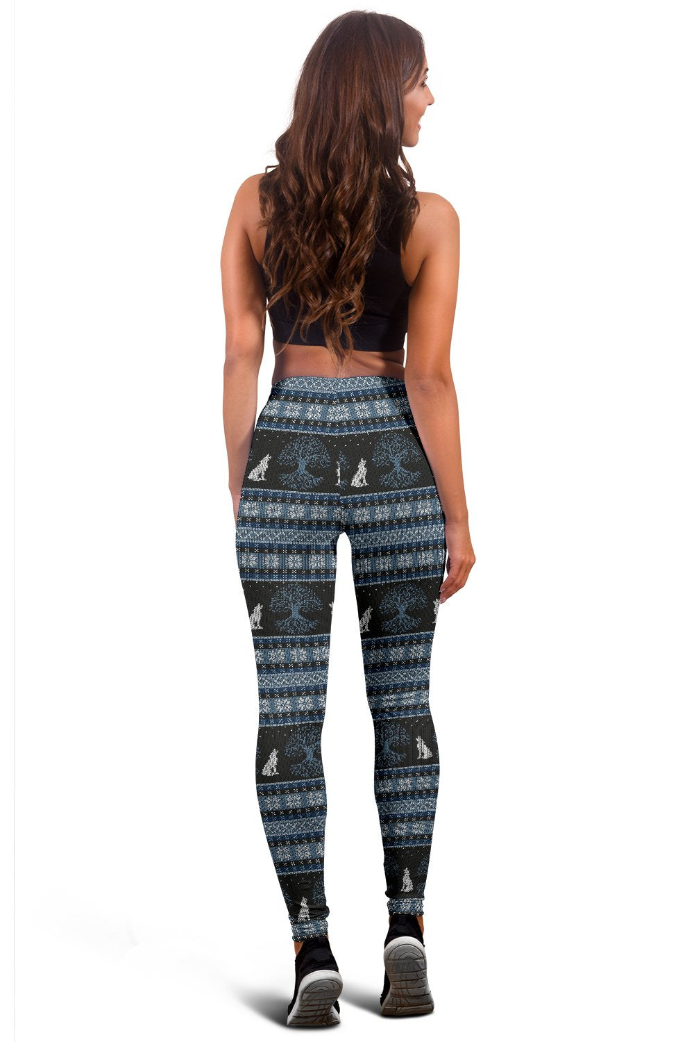Wolf Tree of Life Knit Design Print Women Leggings