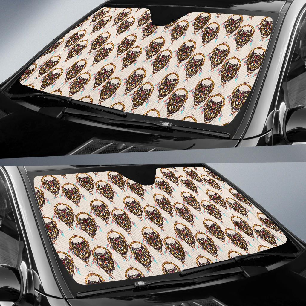 Wolf Tribal Dream Catcher Design Print Car Sun Shade For Windshield