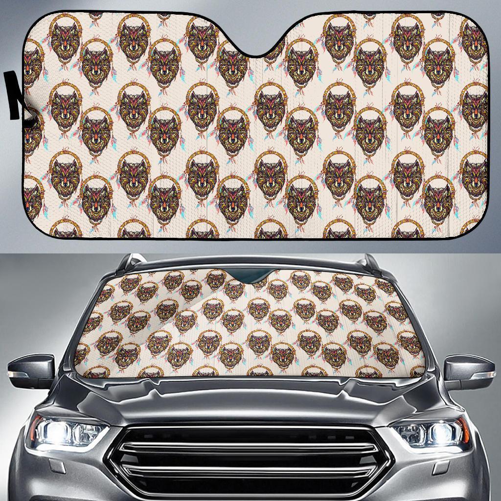 Wolf Tribal Dream Catcher Design Print Car Sun Shade For Windshield