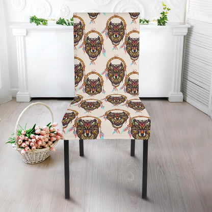 Wolf Tribal Dream Catcher Design Print Dining Chair Slipcover-JTAMIGO.COM