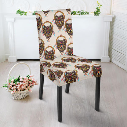 Wolf Tribal Dream Catcher Design Print Dining Chair Slipcover-JTAMIGO.COM