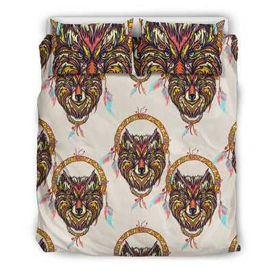 Wolf Tribal Dream Catcher Design Print Duvet Cover Bedding Set