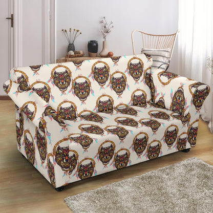 Wolf Tribal Dream Catcher Design Print Loveseat Slipcover-JTAMIGO.COM