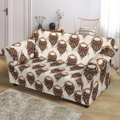 Wolf Tribal Dream Catcher Design Print Loveseat Slipcover-JTAMIGO.COM