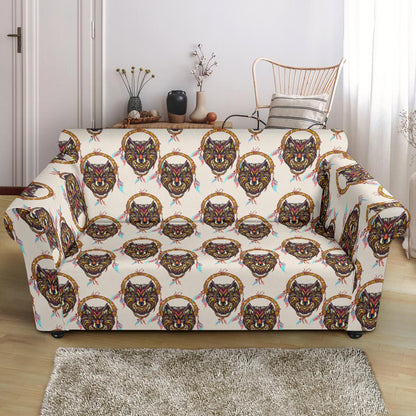 Wolf Tribal Dream Catcher Design Print Loveseat Slipcover-JTAMIGO.COM