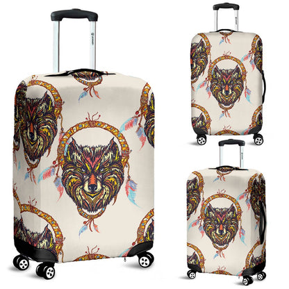 Wolf Tribal Dream Catcher Design Print Luggage Cover Protector