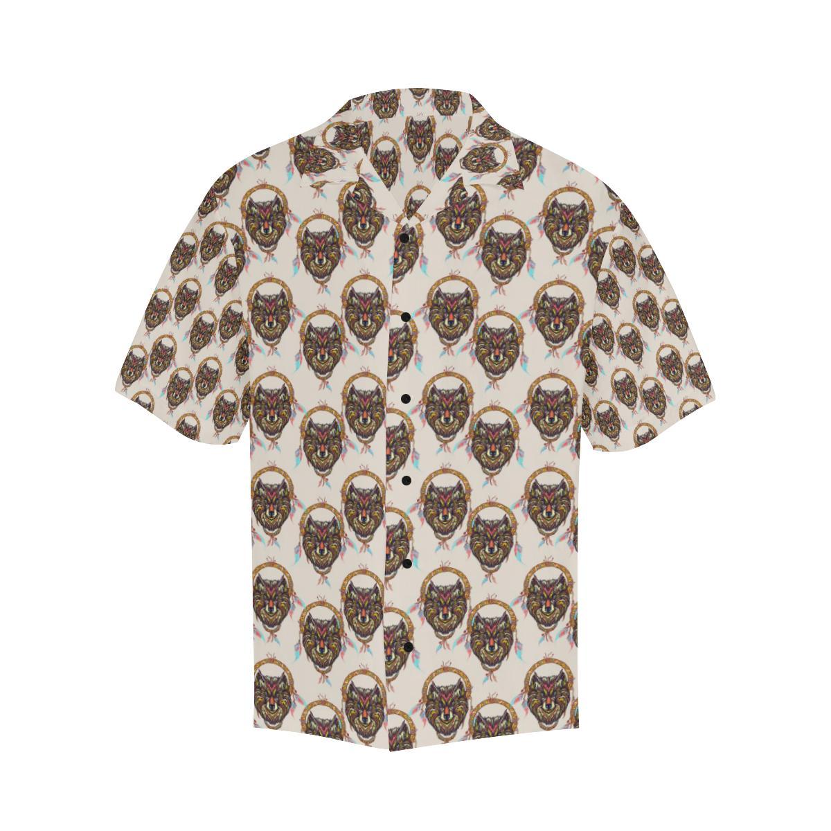 Wolf Tribal Dream Catcher Design Print Men Aloha Hawaiian Shirt