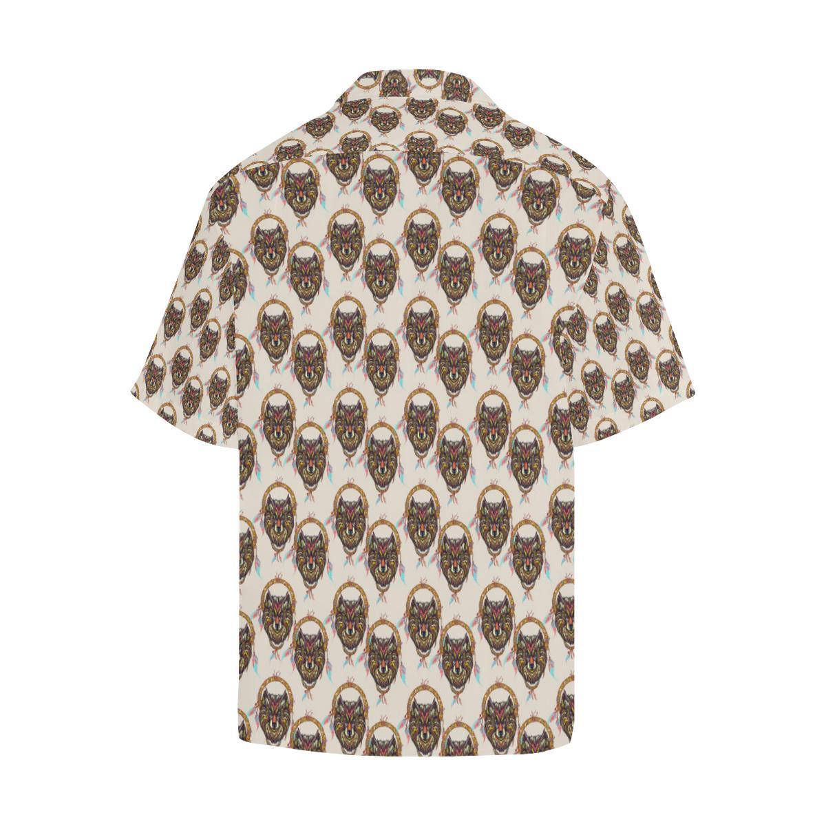 Wolf Tribal Dream Catcher Design Print Men Aloha Hawaiian Shirt