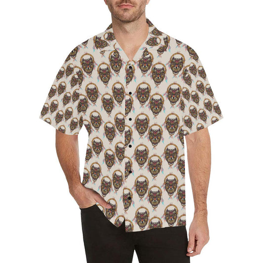 Wolf Tribal Dream Catcher Design Print Men Aloha Hawaiian Shirt