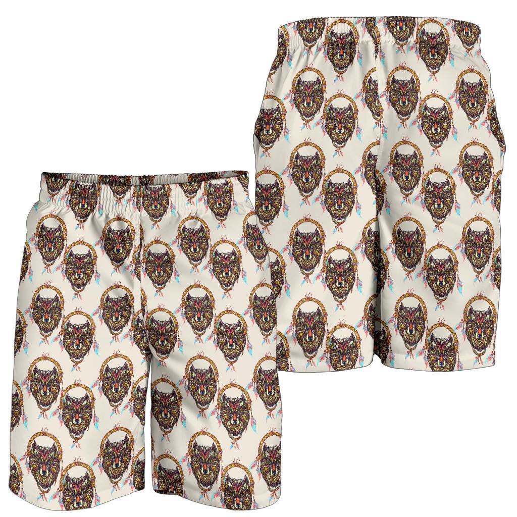 Wolf Tribal Dream Catcher Design Print Mens Shorts-JTAMIGO.COM
