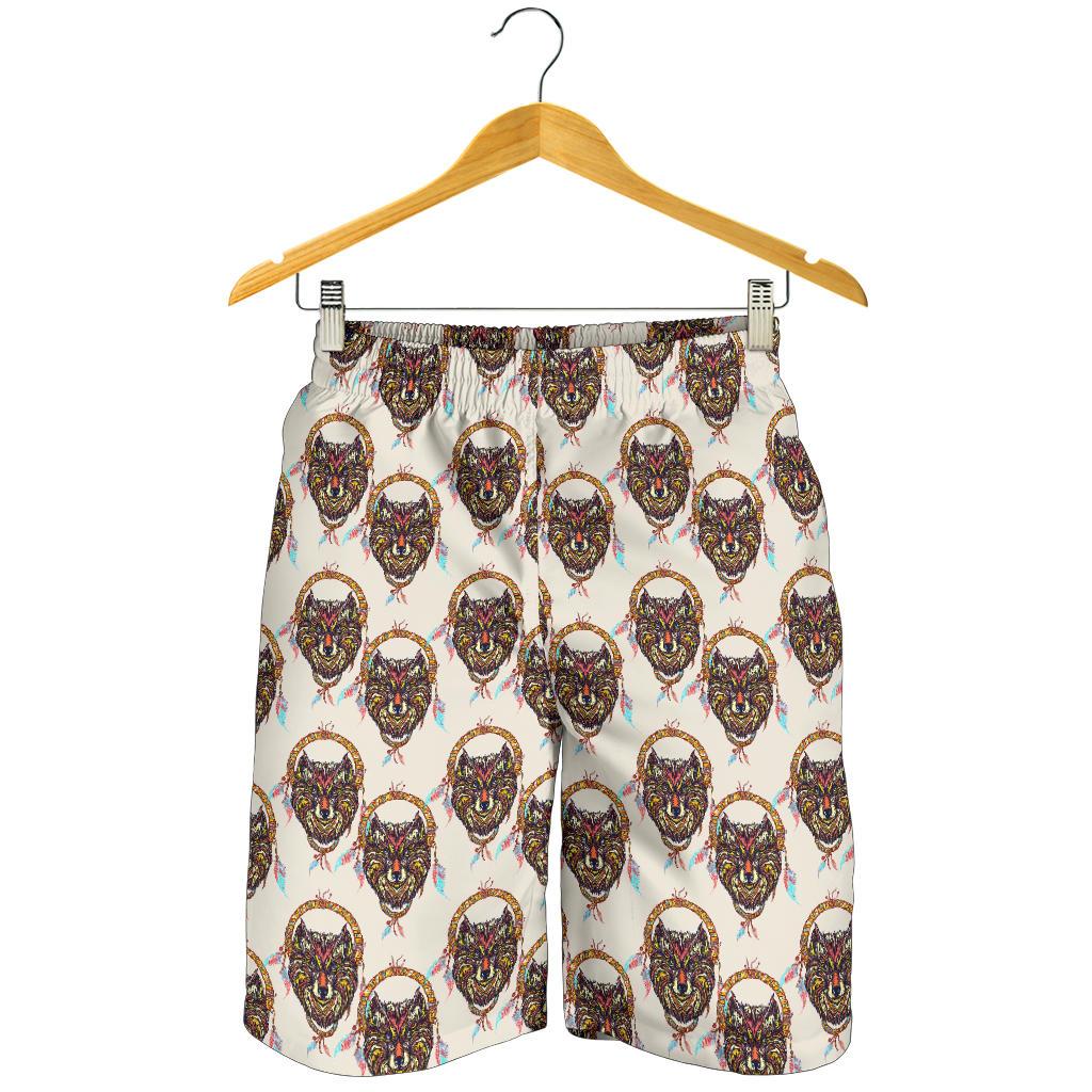 Wolf Tribal Dream Catcher Design Print Mens Shorts-JTAMIGO.COM