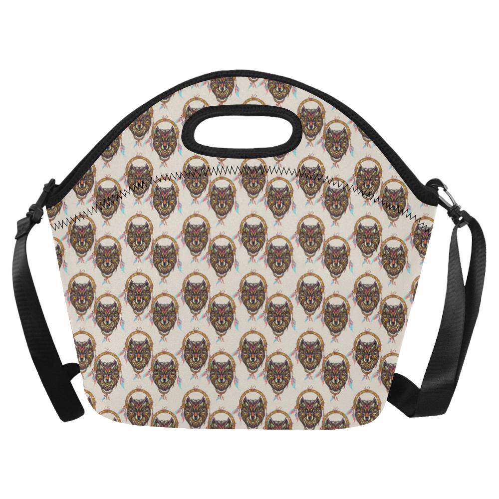 Wolf Tribal Dream Catcher Design Print Neoprene Lunch Bag (Model 1669)(Large)-JTAMIGO.COM