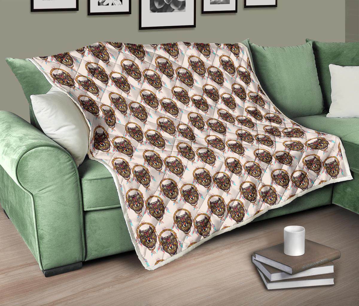 Wolf Tribal Dream Catcher Design Print Premium Quilt-JTAMIGO.COM
