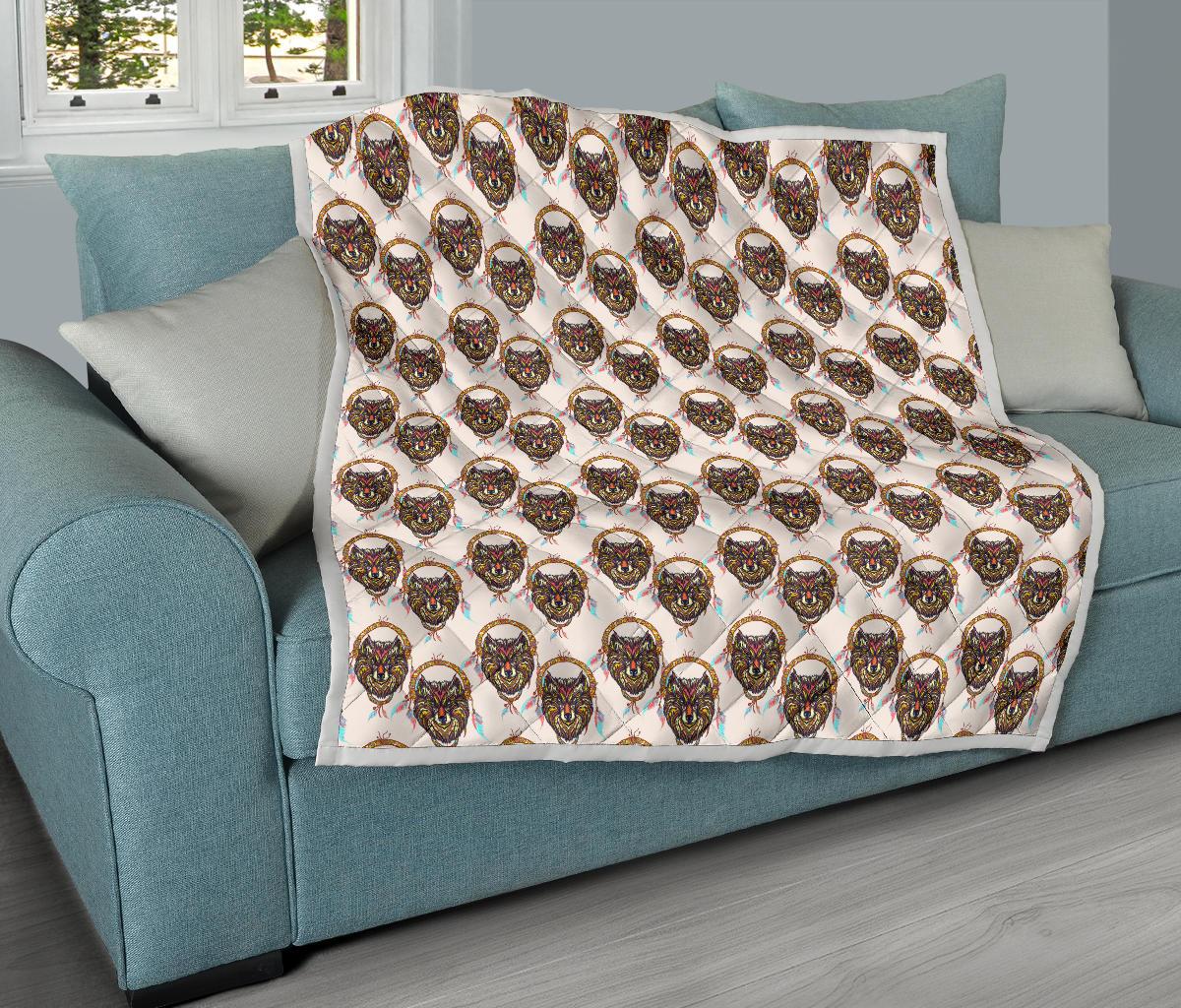 Wolf Tribal Dream Catcher Design Print Premium Quilt-JTAMIGO.COM