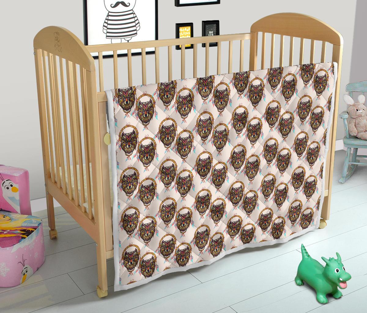 Wolf Tribal Dream Catcher Design Print Premium Quilt-JTAMIGO.COM