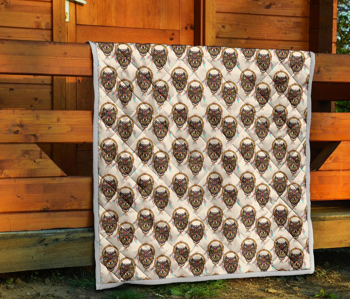 Wolf Tribal Dream Catcher Design Print Premium Quilt-JTAMIGO.COM