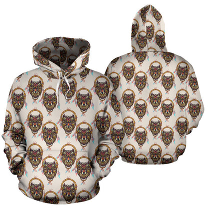 Wolf Tribal Dream Catcher Design Print Pullover Hoodie