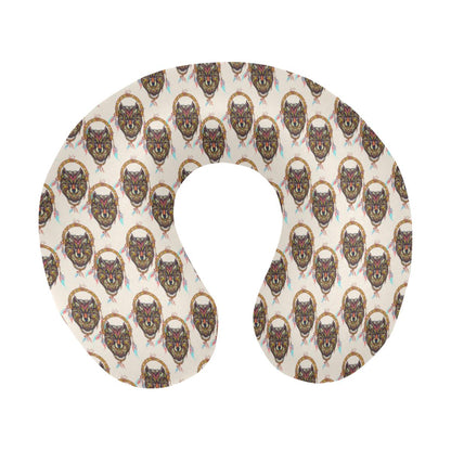 Wolf Tribal Dream Catcher Design Print U-Shaped Travel Neck Pillow-JTAMIGO.COM