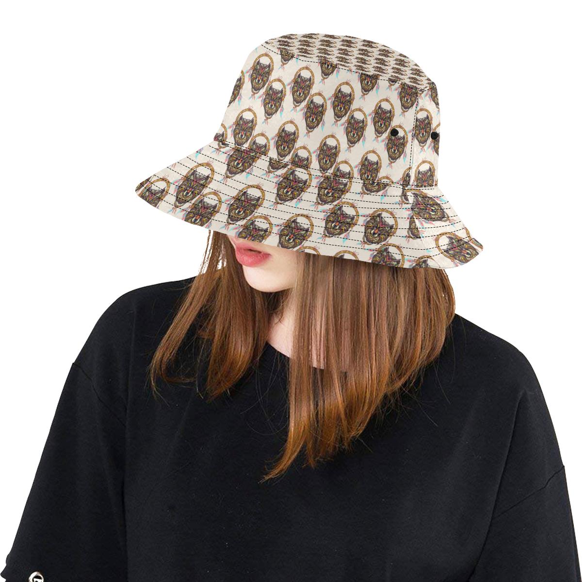 Wolf Tribal Dream Catcher Design Print Unisex Bucket Hat