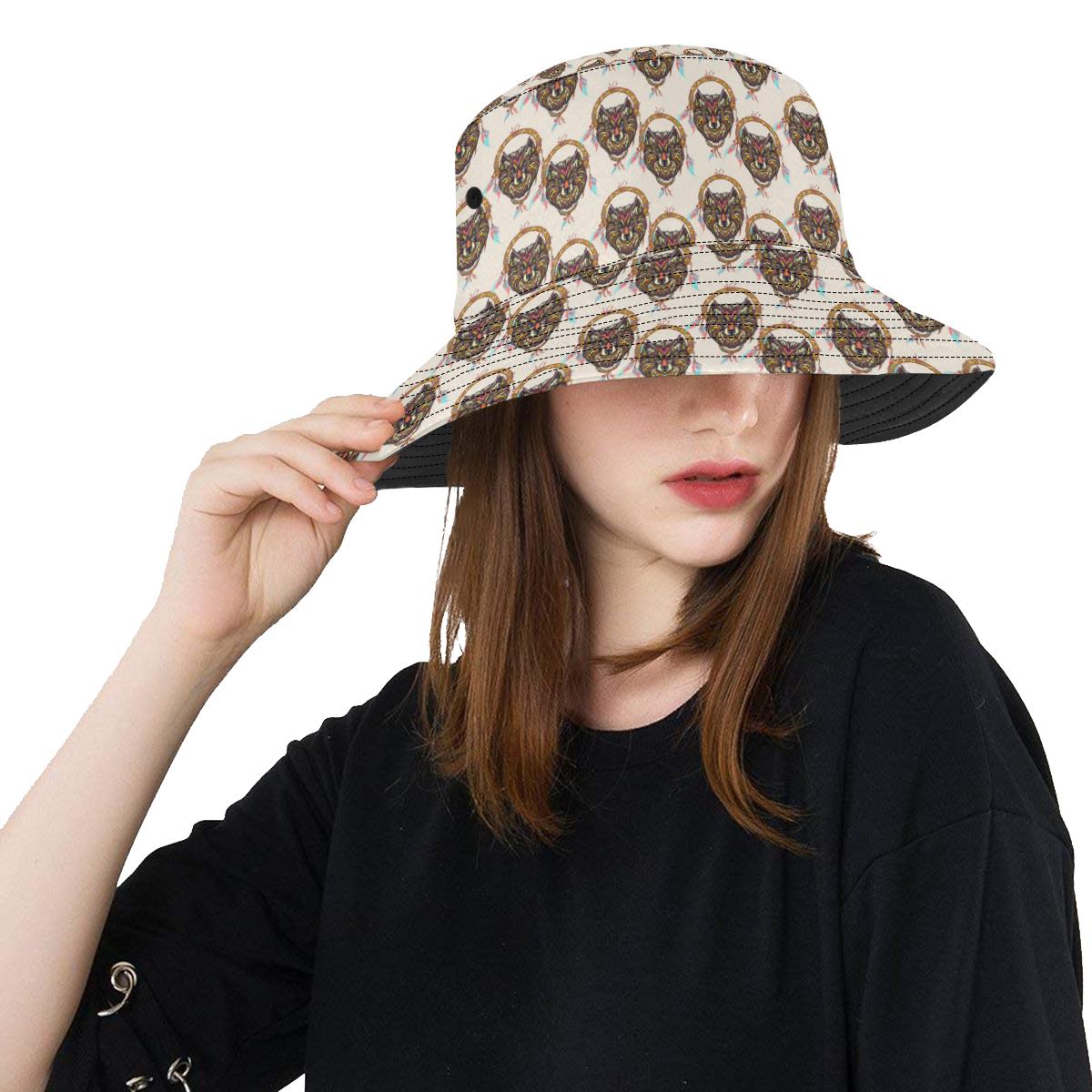 Wolf Tribal Dream Catcher Design Print Unisex Bucket Hat