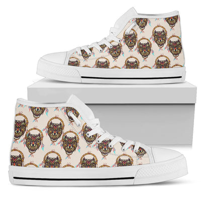 Wolf Tribal Dream Catcher Design Print Women High Top Shoes