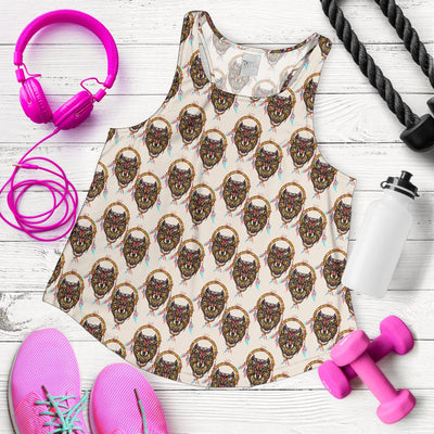 Wolf Tribal Dream Catcher Design Print Women Racerback Tank Top
