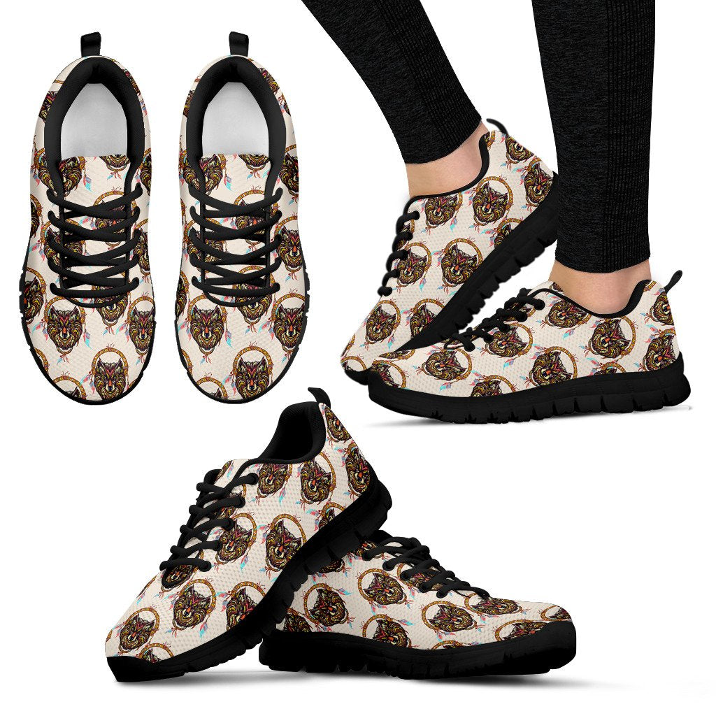 Wolf Tribal Dream Catcher Design Print Women Sneakers Shoes