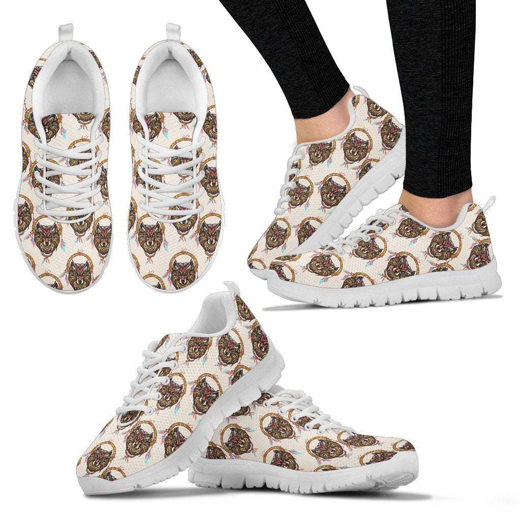 Wolf Tribal Dream Catcher Design Print Women Sneakers Shoes