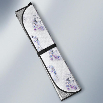 Wolf with Flower Print Design Car Sun Shade For Windshield
