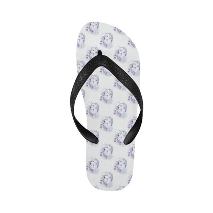 Wolf with Flower Print Design Flip Flops-JTAMIGO.COM